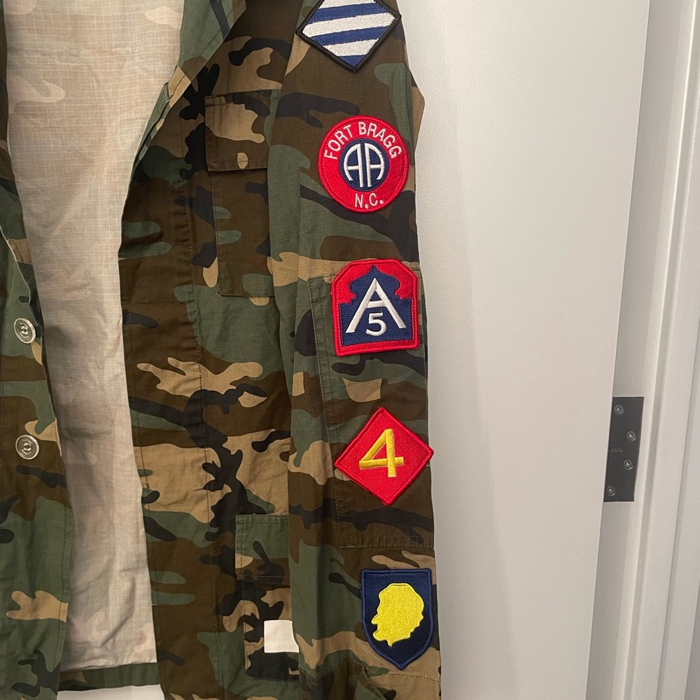 Virgil Abloh Off-White Green and White Military Field Army Jacket Camo Print - Picture 5 of 11